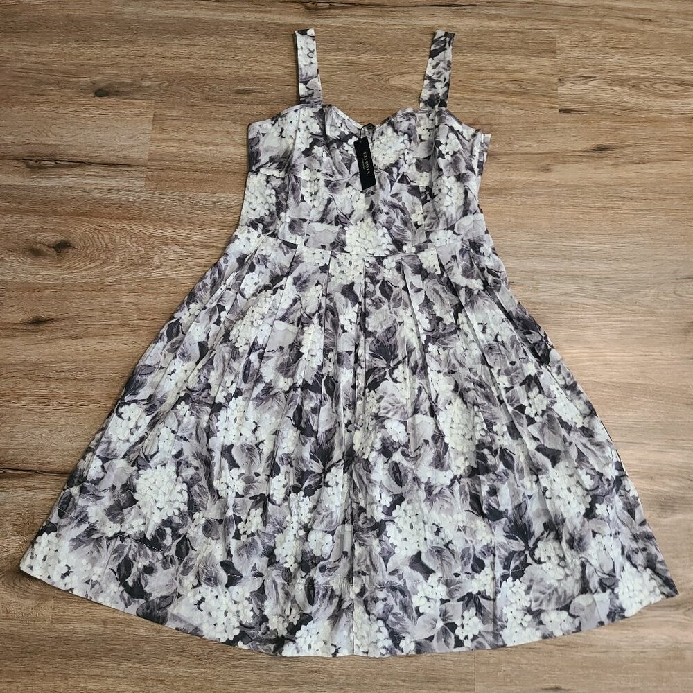 NWT Talbots size 16 Floral Flare Pleat Sundress Dress Knee Wide Strap Dress